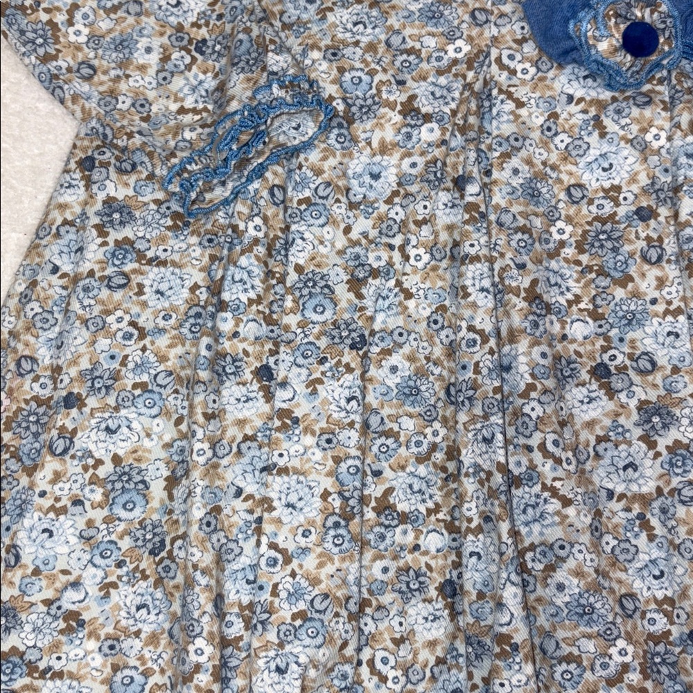Sarah Louise long sleeve blue floral ruffle dress girls size 3 - Picture 3 of 13